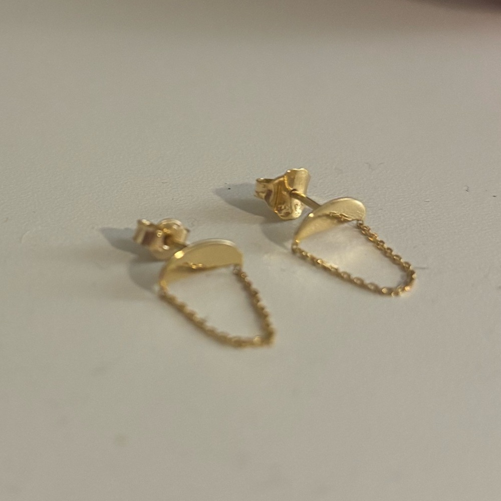 14k Yellow Gold Chain Earrings (Pair) - Picture 2 of 3